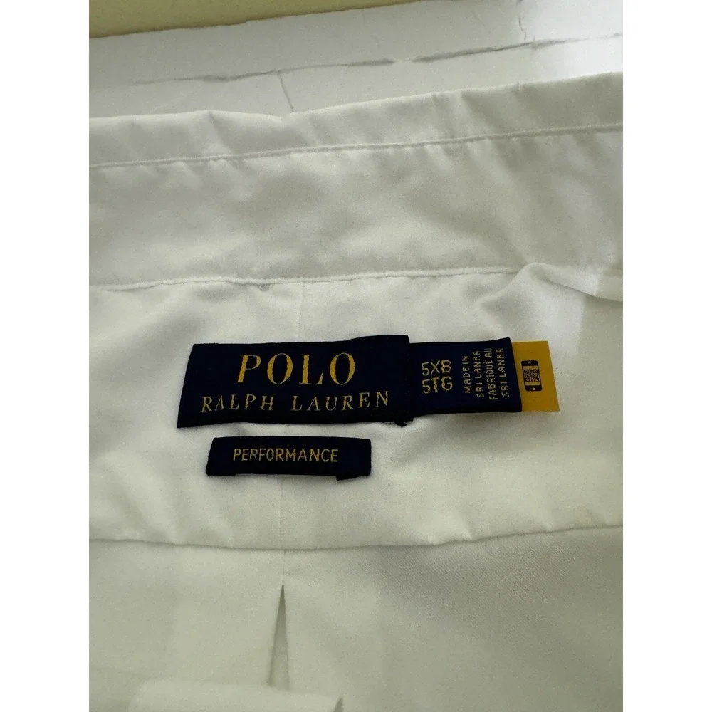 Polo Ralph Lauren Performance 5XB Big Short Sleeve Button Shirt White New Nylon - Picture 4 of 9